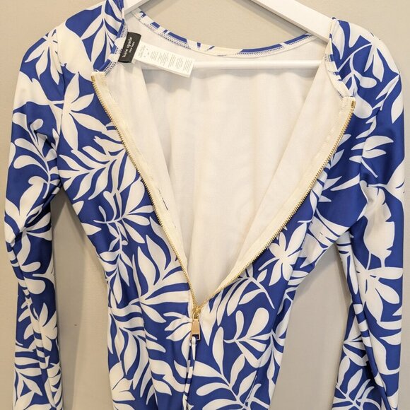 Kate Spade Women One-piece Long Sleeve Rash Guard Blue Berry Swimwear - Size S - Picture 5 of 8